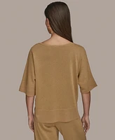 Donna Karan New York Women's Elbow-Sleeve Metallic Sweater