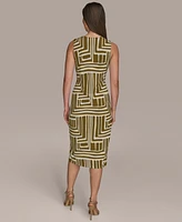 Donna Karan New York Women's Printed V-Neck Sleeveless Dress