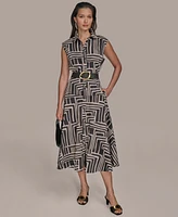 Donna Karan New York Women's Cap Sleeve Printed Shirt Dress