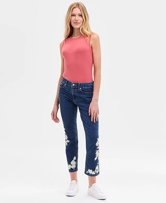 Nautica Jeans Women's Floral-Trim Straight-Leg Ankle