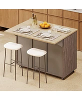 Geometric Kitchen Island with Drop Leaf, Storage, and Towel Rack