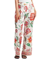 Bcx Juniors' Floral-Print Wide-Leg Pull-On Pants