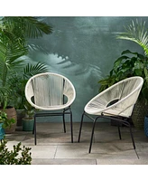 Modern Woven Basket Armchairs with Iron Frame (Set of 2)