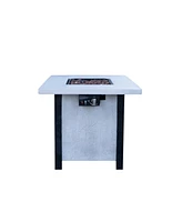 25" Outdoor Propane Fire Pit Table: 50,000 Btu with Charcoal Grain Design