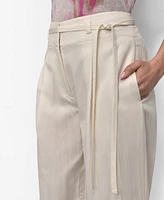Dkny Women's Belted High Rise Pleated Twill Pants