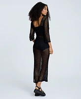 Kenneth Cole Women's Crocheted-Mesh Midi Dress