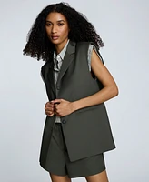 Kenneth Cole Women's Luxe Twill Sleeveless Blazer