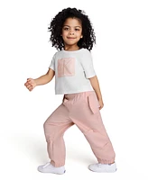 Calvin Klein Toddler and Little Girls 2-Piece Logo Boxy T-Shirt Stretch Twill Baggy Pants Sets