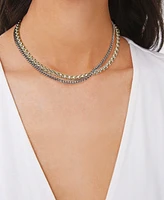 Macy's Two-Tone Chain Textured 14K Gold Plate Necklace