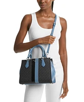 Michael Kors Logo Marilyn Medium Stripe Satchel