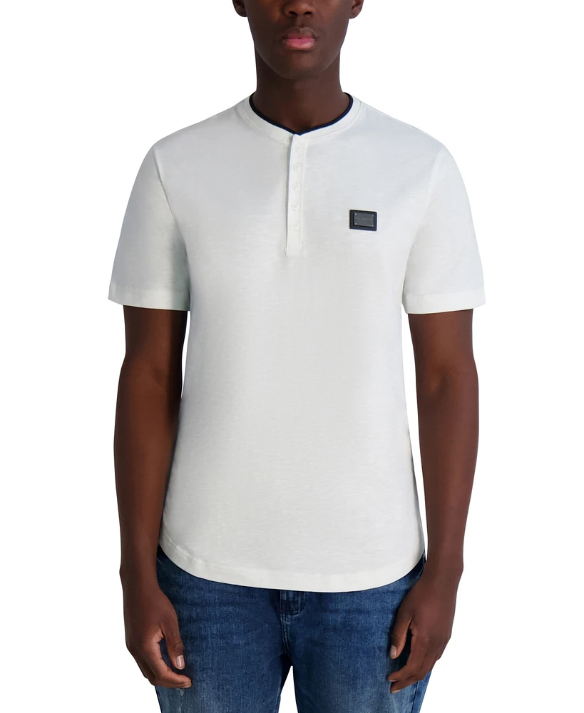 Karl Lagerfeld Paris Men's Three-Button Logo Henley T-Shirt