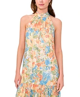 Msk Women's Printed Sleeveless Tiered Maxi Dress