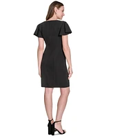 Tommy Hilfiger Women's Flutter-Sleeve Side-Drape Dress