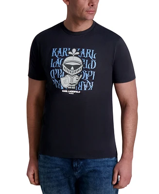 Karl Lagerfeld Paris Men's Gothic Logo Armor Graphic T-Shirt