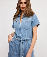Good American Women's Fit For Success Denim Cropped Jumpsuit