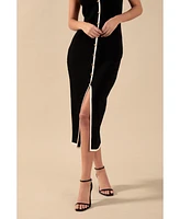 endless rose Women's Knit Contrast Midi Dress