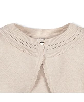 Hope & Henry Baby Girls Organic Cropped Special Detail Sweater Cardigan