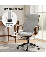Nuria Office Chair 360-Degree Swivel with Solid Wood Armrests