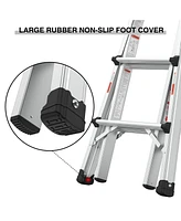 15 ft. Reach Hight Aluminum Multi-Position Ladder with Wheels, 300 lbs. Weight Rating, Step Stools