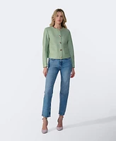 Furniq Uk Women's Cropped Leather Jacket