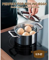 Cooks Standard Mini Cookware Duo Set, Multi-Ply Clad Stainless Steel Butter Warmer, Fry Pan 4.7 Inch & Casserole 0.68 Qt, Mini Pot and Pan 3 Piece Coo