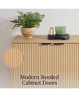 Best Choice Products 4-Door Reeded Storage Cabinet w/ Soft-Close Doors