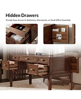 Mid-century Modern Jessy 56" Rectangular Desk with Solid Wood Legs