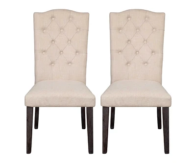 Set of Two Tufted Linen Upholstered Side Chairs for Modern Dining Spaces