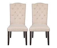 Set of Two Tufted Linen Upholstered Side Chairs for Modern Dining Spaces