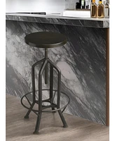 Wood and Iron Backless Swivel Bar Chair