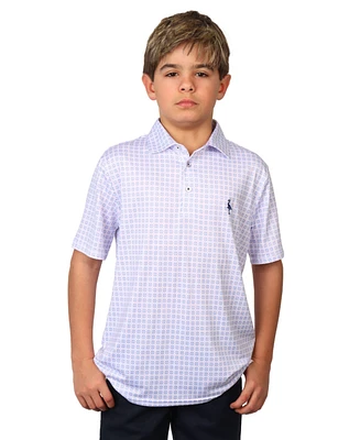 Tailorbyrd Boys Four Squared Geo Printed Performance Polo