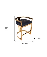 Industrial Counter Height Bar Chair with Iron Frame and Low Back