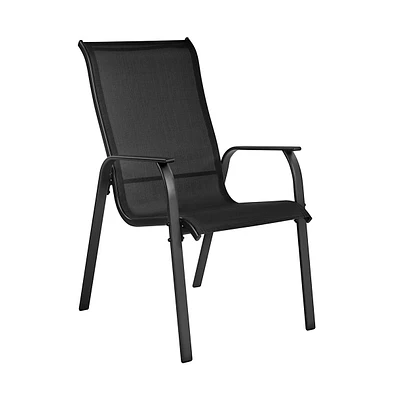 Yaheetech Set of 2 Outdoor Texteline Stackable Dining Chairs, Gray
