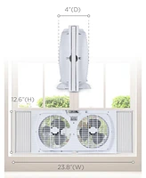 Black+Decker 9" Dual Window Fan for Window Screen with 2 Speed Settings, Twin Window Fan with Mechanical Controls and Removable Legs,Black