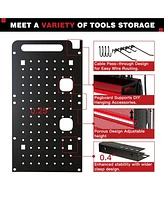 Hausource 4-Tier Power Tool Organizer Wall Mount Tool Storage Workbench W/8 Drill Holder Utility Shelving,Red
