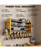 Hausource 4 Tier Power Tool Organizer Shelving Wall Mount Utility Storage Rack，Yellow