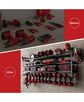 Hausource 4-Tier Large Power Tool Organizer - 12 Drill Holder, Workshop Storage Rack