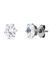Steeltime Unisex Stainless Steel Oxidized Simulated Diamonds Stud Earrings