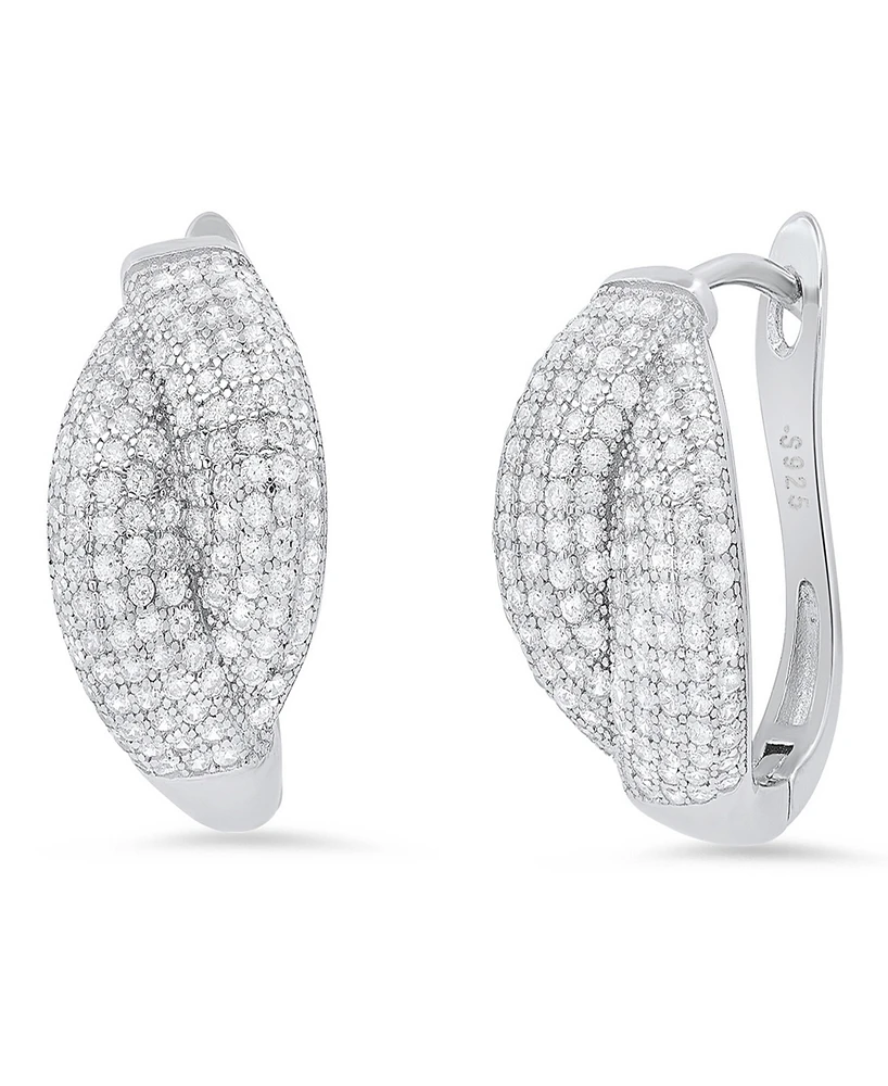 Steeltime Women's Sterling Silver and Simulated Diamonds Braid Hoops Earrings