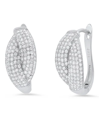 Steeltime Women's Sterling Silver and Simulated Diamonds Braid Hoops Earrings