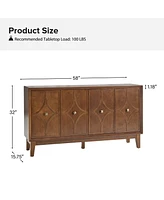 Ema Mid-Century Sideboard With Solid Wood Legs and Adjustable Shelves