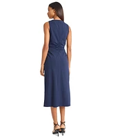Donna Morgan Women's V-Neck Sleeveless Midi Crepe Dress