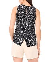 Vince Camuto Women's Ditsy-Print Sleeveless Keyhole Top