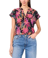 Vince Camuto Women's Floral-Print Cap-Sleeve Top