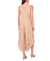 Msk Women's Printed Tie-Front Asymmetric-Hem Jumpsuit