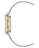 Anne Klein Women's Quartz Premium Round Silver-Tone Stainless Steel Mesh and Black Dial Watch, 29mm
