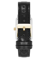 Anne Klein Women's Quartz Casual Black Polyurethane Leather and Two-Tone Metal Alloy Watch, 25mm