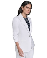 Calvin Klein Women's Linen Blend One-Button Blazer