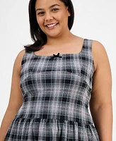Planet Heart Trendy Plus Plaid Drop-Waist Dress