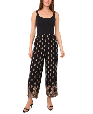 Vince Camuto Women's Border-Print Wide-Leg Pull-On Pants